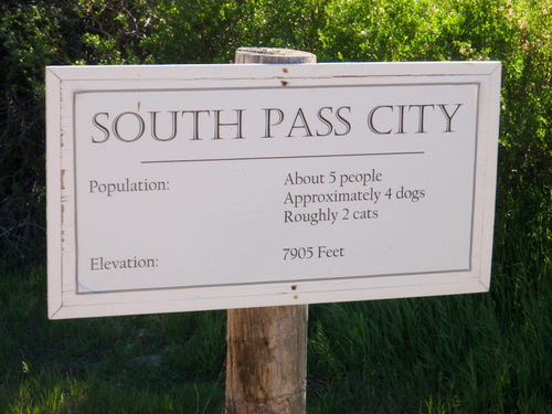 Sign for South Pass City, Wyoming.